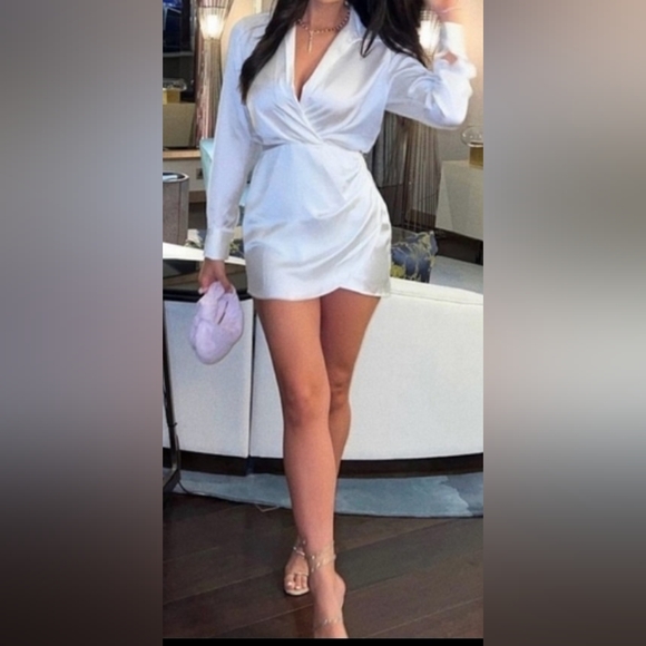 Zara Dresses & Skirts - Zara Elegant White Wrap Dress Size S
